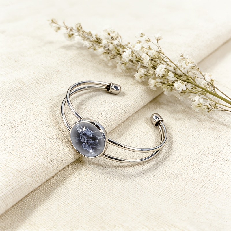 Women's Adjustable Opening Bracelet with Round Time Gem Inlaid Design